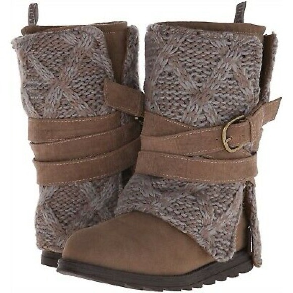 ✨NEW Muk Luks | 3 in 1 Taupe Nikki Belt Wrapped Mid Calf Water Resistant Boots - Picture 15 of 16